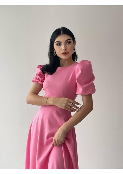 Viki Midi Boy Kloş Elbise PEMBE-4414