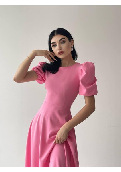 Viki Midi Boy Kloş Elbise PEMBE-4414