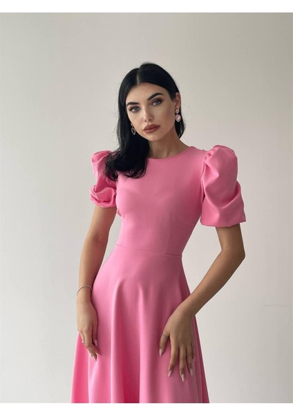 Viki Midi Boy Kloş Elbise PEMBE-4414