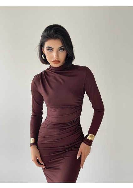 Afra Midi Elbise Kahve