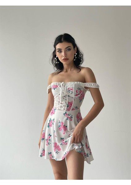 Manolya Askılı Çiçekli Elbise