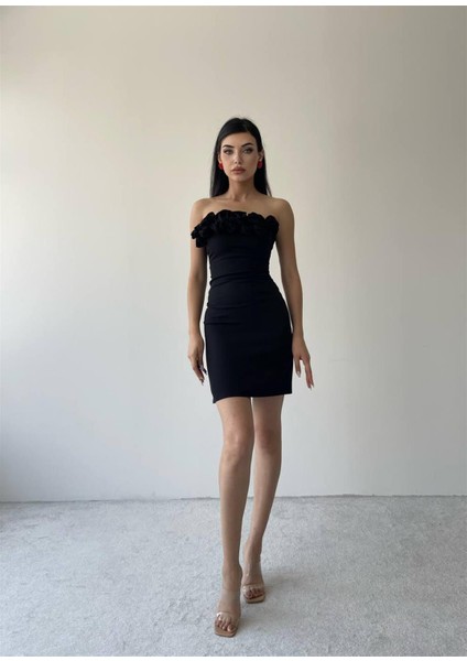 Sofia Siyah Mini Elbise