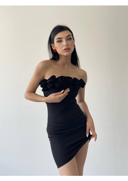 Sofia Siyah Mini Elbise