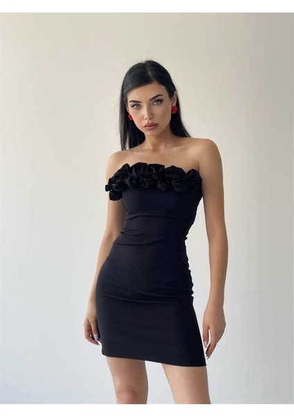 Sofia Siyah Mini Elbise
