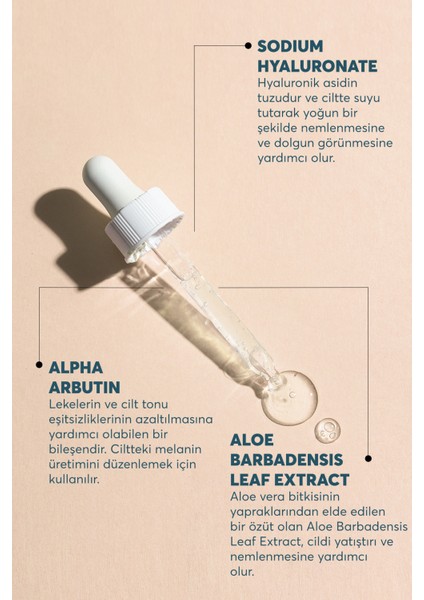 Leke Karşıtı Arbutin Cilt Bakım Serumu 30 ml (Arbutin %2 + Hyaluronic Acid)