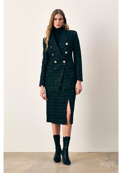 K24 1237-4508 Siyah Simli Midi Boy Etek