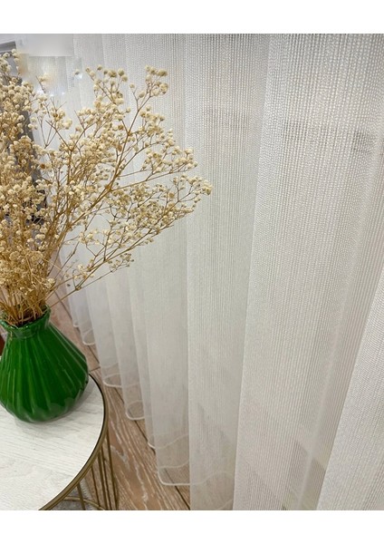 Aleyna Home Taç Mat Çelik Çizgili Tül Perde Kullanıma Hazır Seyrek Pile indirimleri