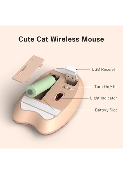 Mofii Wireless Mouse Kedi Tasarım Kablosuz Bilgisayar Notebook Usb Receiver Tak Çalıştır Pilli Fare fiyatları