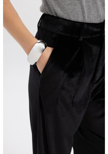 Wide Leg Kadife Kışlık Pantolon Yüksek Bel Geniş Paça Uzun Boy B4881AX23WN