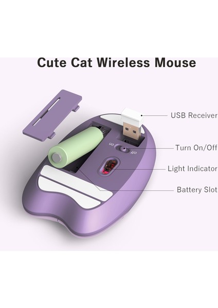 Mofii Wireless Mouse Kedi Tasarım Kablosuz Bilgisayar Notebook Usb Receiver Tak Çalıştır Pilli Fare fırsatları