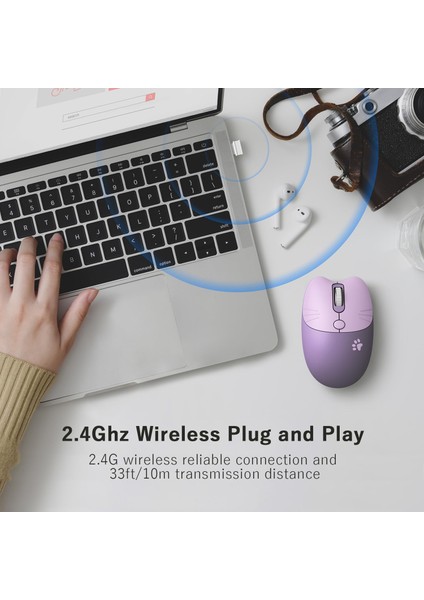 Mofii Wireless Mouse Kedi Tasarım Kablosuz Bilgisayar Notebook Usb Receiver Tak Çalıştır Pilli Fare indirimleri