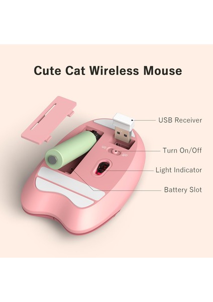 Mofii Wireless Mouse Kedi Tasarım Kablosuz Bilgisayar Notebook Usb Receiver Tak Çalıştır Pilli Fare fiyatları