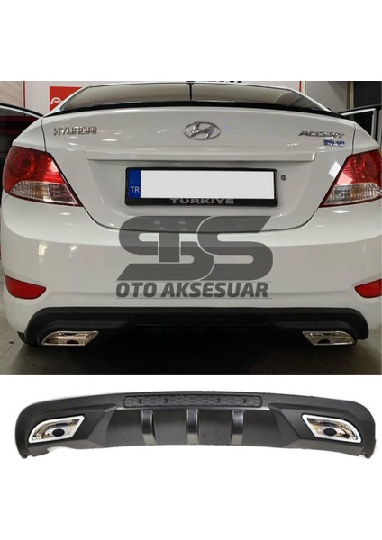 Hyundai Accent Blue Difüzör Arka Tampon Eki 2 Egzoz Çıkışlı Siyah