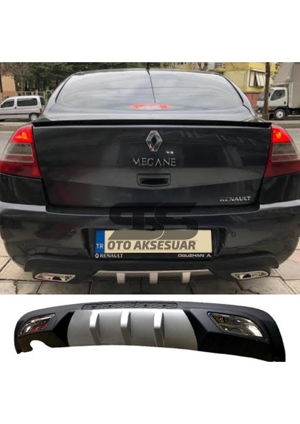 Renault Megane 2 Sedan Difüzör Arka Tampon Eki 2 Egzoz Çıkışlı Gri