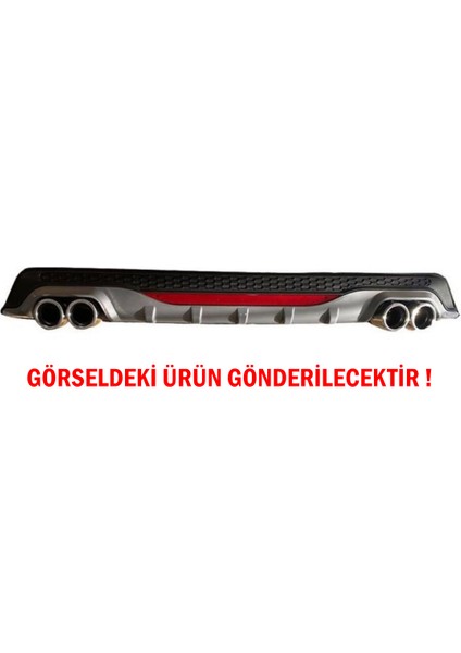 Hyundai I20 Difüzör Arka Tampon Eki 4 Egzoz Çıkışlı Gri Reflektörlü