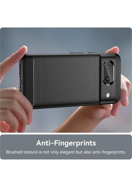 Google Pixel 8 Brushed Carbon Fiber Silikon Kılıf - Siyah AL3332