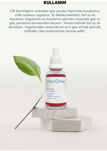 Aha & Bha Canlandırıcı & Cilt Tonu Eşitleyici Kırmızı Peeling Cilt Serumu 30 ml (Aha 10% + Bha 2%)