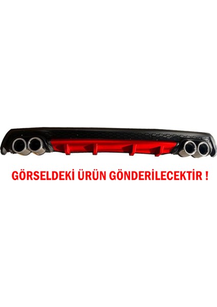 Hyundai I20 Difüzör Arka Tampon Eki 4 Egzoz Çıkışlı Kırmızı Lüx Tip