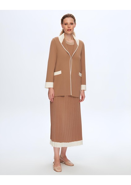 Kadın Şal Yaka Iki Renkli Hırka