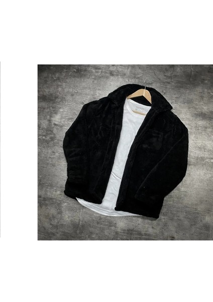 Unisex Siyah Welsoft Çift Cepli Peluş Ceket fiyatları