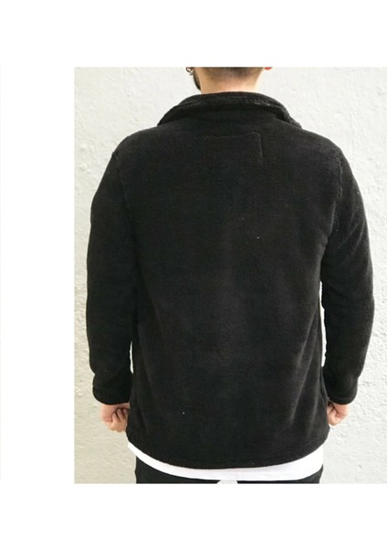 Unisex Siyah Welsoft Çift Cepli Peluş Ceket modelleri