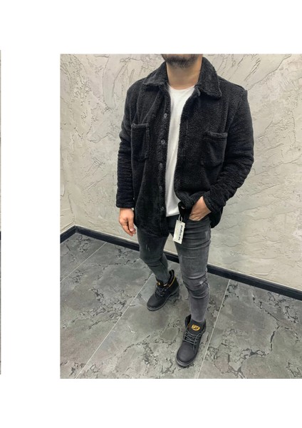 Unisex Siyah Welsoft Çift Cepli Peluş Ceket fırsatları