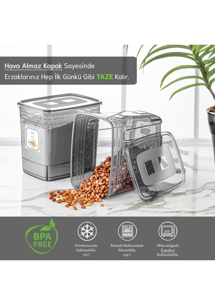 2'li Lena 5,5 Litre Jumbo Boy Un Bakliyat Saklama Kabı- Pratik Kapaklı Düzenleyici Erzak Şeker Kabı fiyatları