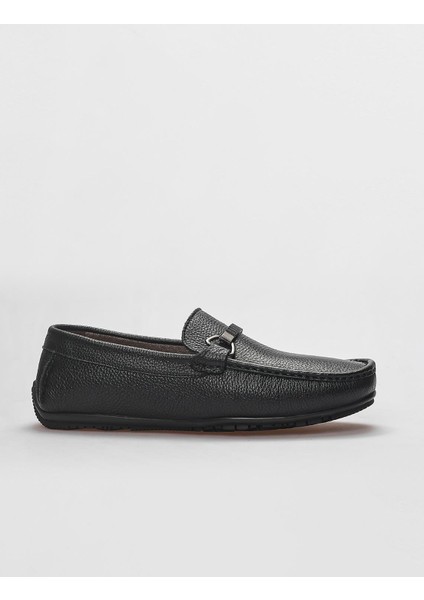 Hakiki Deri Siyah Toka Detaylı Erkek Loafer
