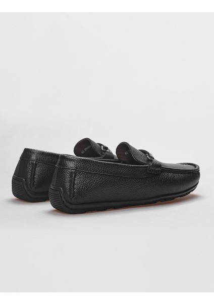 Hakiki Deri Siyah Toka Detaylı Erkek Loafer