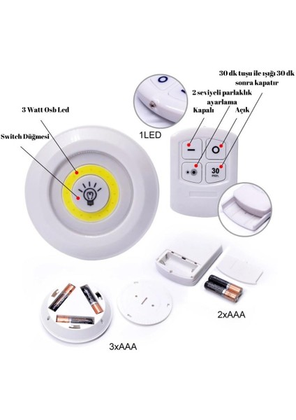 3 Lü Uzaktan Kumandalı LED Panel Beyaz Işık modelleri
