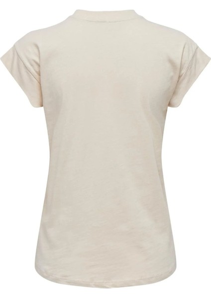 Kadın Onlzoe Bisiklet Yaka %100 Pamuk T-Shirt 15295386 Bej fiyatları