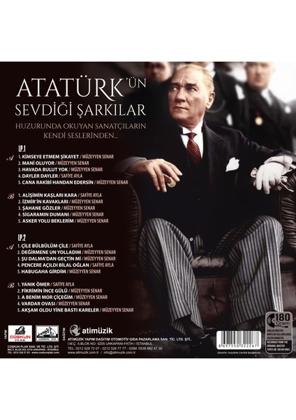 Safiye Ayla - Müzeyyen Senar - Atatürk'ün Sevdiği Şarkılar - 2LP Plak