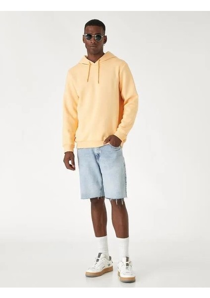 Basic Kapşonlu Sweatshirt Uzun Kollu Ribanalı fırsatları