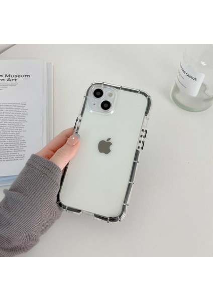 iPhone 14 Için Plus Luminous Noctilucent Telefon Kasası Damla Geçirmez Koruyucu Tpu Arka Kapak-Şeffaf Siyah (Yurt Dışından)