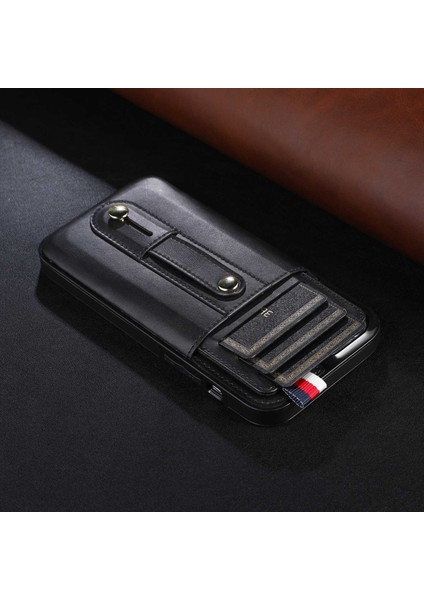 iPhone 14 Pro Max Için Max 6.7 Inç Kart Yuvası Kickstand Koruyucu Kapak Pu Deri Kaplamalı Tpu Telefon Kılıfı Black (Yurt Dışından)