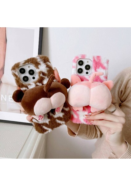 iPhone 14 Pro Max Maymun Butt Bebek Dekor Koruyucu Kılıf Peluş+Tpu Kış Kabarık Telefon Kapak Kahverengi (Yurt Dışından) indirimleri