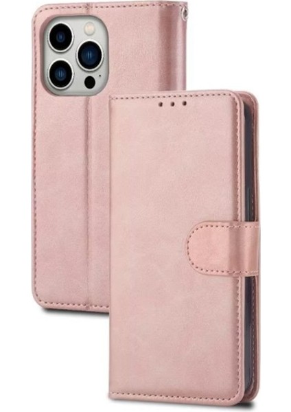 iPhone 14 Pro Max Için 6.7 Inç Anti-Çizelge Çılgın At Dokusu Pu Deri Telefon Flip Cüzdan Kılıf Katlanabilir Stand Koruyucu Cep Telefonu Kapak Golü Altın (Yurt Dışından)