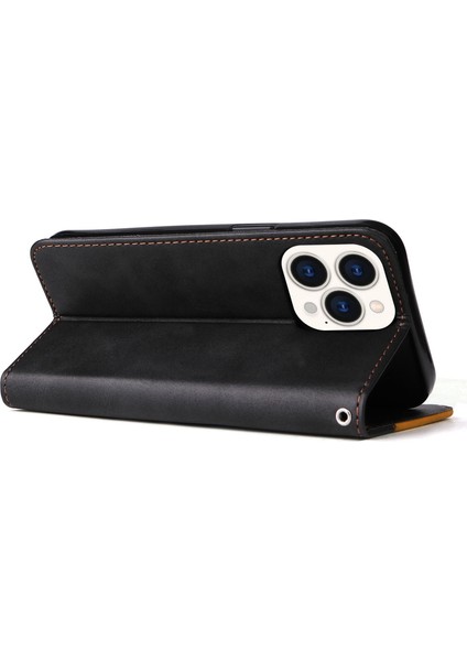 iPhone 14 Pro Max Için 6.7 Inç Iş Tarzı Pu Deri Çift Renkli Ekleme Telefon Cüzdan Kapağı Flip Stand Anti-Drop Case-Orange (Yurt Dışından) indirimleri