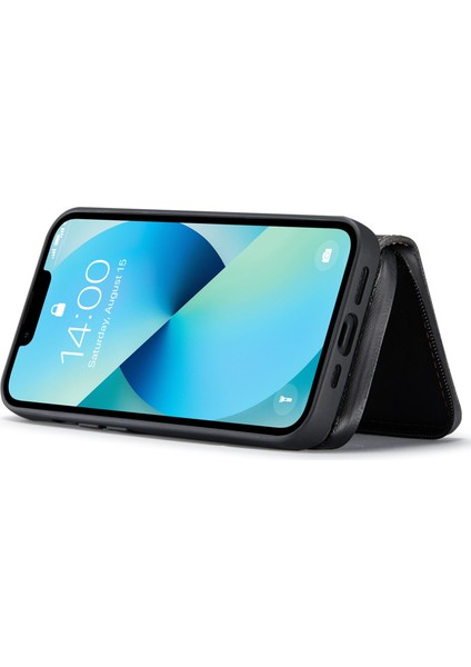 iPhone 14 Için Şok Geçirmez Kasa Pu Deri Kaplamalı Tpu Kapağı Kickstand Söndürülebilir Telefon Kılıfı Fermuarlı Cüzdan-Siyah (Yurt Dışından) fiyatları