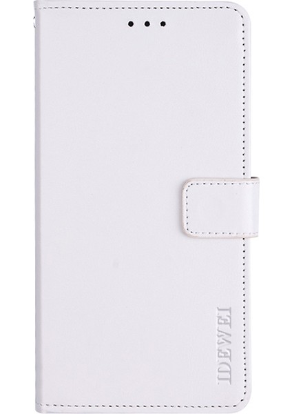 iPhone 14 Için Plus Crazy Horse Dokulu Telefon Kılıf Anti-Drop Telefon Kabuğu Pu Deri Manyetik Kapanma Flip Cüzdan Kapak Stand-White (Yurt Dışından)