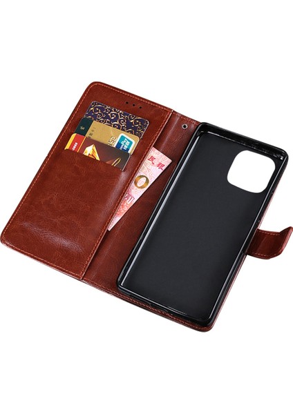 iPhone 14 Için Plus Crazy Horse Dokulu Telefon Kılıf Anti-Drop Telefon Kabuğu Pu Deri Manyetik Kapanma Flip Cüzdan Kapak Stand-White (Yurt Dışından)