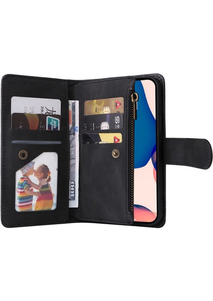 iPhone 14 Pro Max Için Max 6.7 Inç Ağaç Desen Donanım Şeritleri Baskılı Cilt Touch Cüzdan Stand Deri Kapak Fermuarı Cep Koruyucu Kasa Black (Yurt Dışından) modelleri