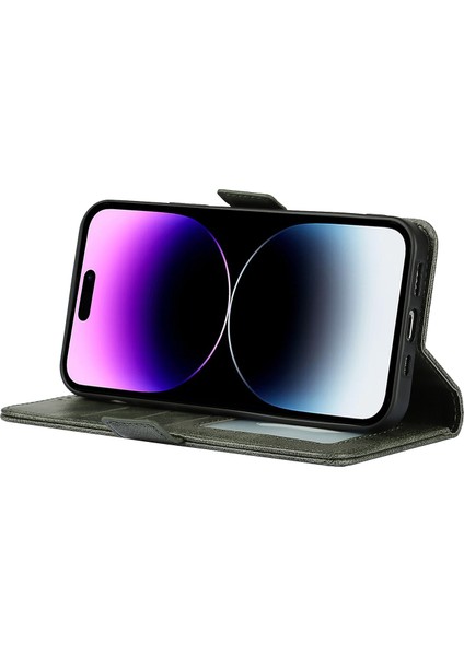 iPhone 14 Pro Max Anti-Cratch Telefon Kasası Retro Cüzdan Standı Manyetik Toka Damla Geçirmez Flip Deri Telefon Kapağı Kayış Yeşili ile (Yurt Dışından) modelleri