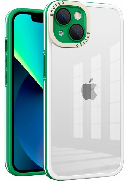 iPhone 14 Plus Şok Geçirmez Kasa Pc+Tpu Hibrid Telefon Kılıfı Cam Lens Kapağı-Bv Green (Yurt Dışından)