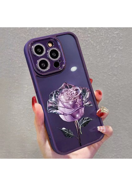 iPhone 14 Pro Max Gül Çiçek Deseni Glitter Kamera Yüzüğü Telefon Kılıfı Tpu Lens Film-Pink ile Kapak (Yurt Dışından) fiyatları