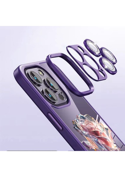 iPhone 14 Pro Max Gül Çiçek Deseni Glitter Kamera Yüzüğü Telefon Kılıfı Tpu Lens Film-Pink ile Kapak (Yurt Dışından) fırsatları
