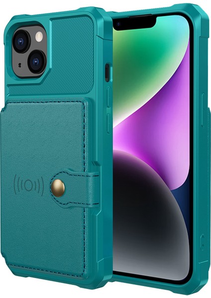 ZM03 iPhone 14 Için Telefon Kılıfı Kickstand, Manyetik Metal Sac Yeşillüğü ile Cüzdan Kart Tutucu Damla Damla Kaspalı Telefon Geri Kapak (Yurt Dışından) fiyatları