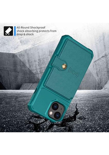 ZM03 iPhone 14 Için Telefon Kılıfı Kickstand, Manyetik Metal Sac Yeşillüğü ile Cüzdan Kart Tutucu Damla Damla Kaspalı Telefon Geri Kapak (Yurt Dışından) fırsatları