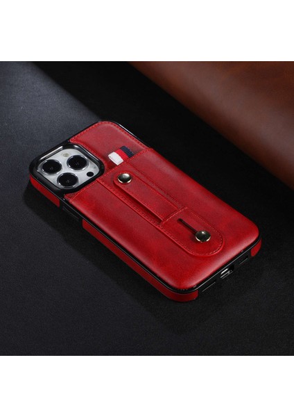 iPhone 14 Pro Max Için 6.7 Inç Kart Yuvası Kickstand Koruyucu Kapak Pu Deri Kaplamalı Tpu Telefon Kasası-Kırmızı (Yurt Dışından)