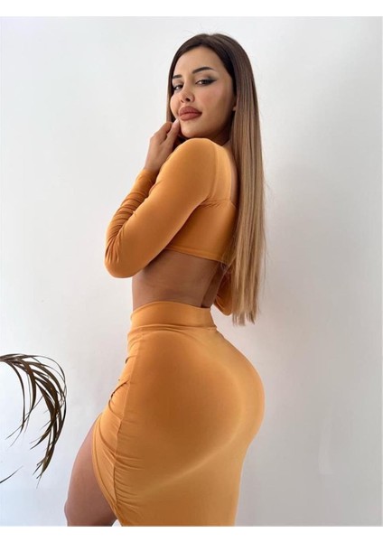 Hardal Sandy Kumaş Tokalı Uzun Kollu İkili Takım modelleri